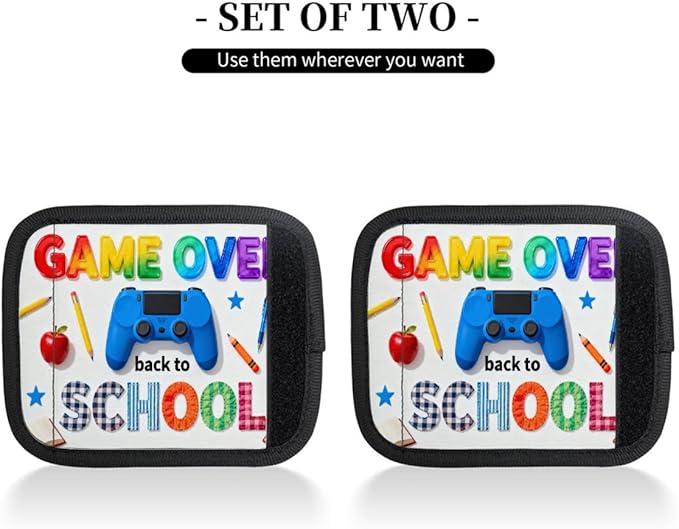 2 Pack Luggage Handle Wrap with Travel Tags - Non-Slip Protective Cover Soft Handle Grips Covers for Suitcase(Play Games)
