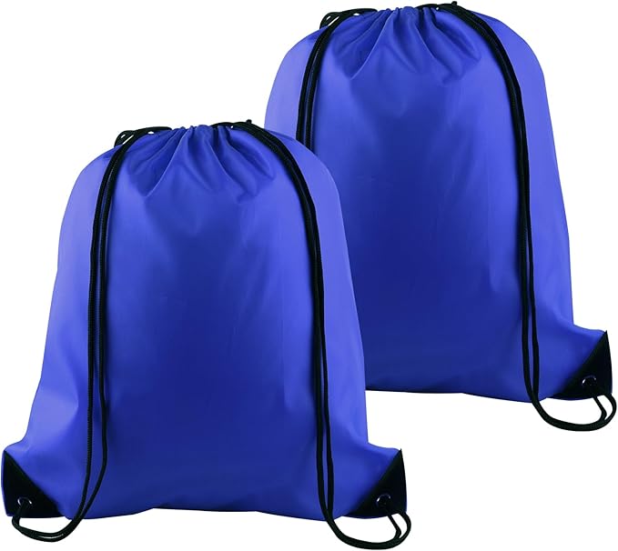 PLULON 2Pcs Drawstring Bags Bulk Blue Drawstring Backpack String Backpack Cinch Sack Sport Gym Backpack Bags for Yoga Traveling Outdoor Sports