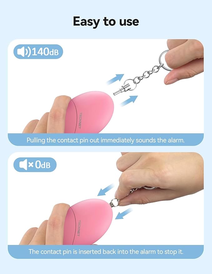 Personal Safety Alarm for Women, 140dB Travel Safe Waterproof Self Defense Keychain, Personal Alarm Loud Siren Safety Keychain for Girls Kids Elderly - 2 Pack