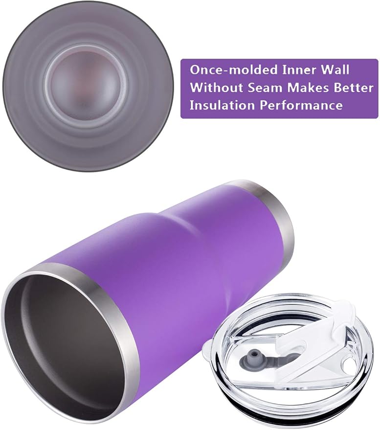 D·S 30oz Purple Tumbler Stainless Steel Double Wall Vacuum Insulated Mug with Straw and Lid, Cleaning Brush for Cold and Hot Beverages (30oz Purple)…