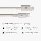 Beats USB-C to Lightning Woven Cable Fast Charging Durable/Tangle-Free Compatible Charger for Apple Devices w Lightning Ports (1.5 m, 5 ft) - Surge Stone
