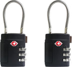 TSA Locks for Luggage, Small Padlock Combination, Luggage Locks TSA Approved, Combo Padlocks with Cable for Suitcase, Gym Locker, Backpack, Gun Case, Bag Zipper, Tool Box (Black+Black)