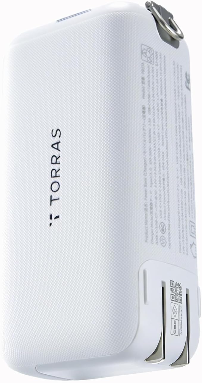 TORRAS FlexLine PowerGo 3-in-1 Portable Charger, 10000mAh Power Bank, 45W Fast Charging with 3.3 ft Built-in Retractable USB-C Cable & Foldable Wall Plug for iPhone 17/16/15, iPad