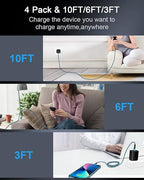 Apple Certified iPhone Charger 10 Ft, 5pack USB C To Lightning Cable Extra Long Heavy Duty Braided Type C Power Cords Fast Charging For iPhone 14 13 12 11 10 Pro Max/plus/mini Usbc Lightening Chargers