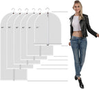 MsKitchen 6 Pack Short Garment Bags (24x31") - Dustproof Covers for Kids Clothes - Durable PEVA Storage Bags with Sturdy Zipper for Dance Costumes, Tops & Folded Pants (Translucent)