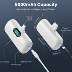 Feob Mini Portable Charger 5000mAh Power Bank,15W PD USB C Cell Phone Portable Power,LCD Display Battery Pack Compatible with iPhone 17/Air/17 Pro/17Pro Max/16/15 Android/Samsung/Moto(Type-C Only)