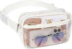 Veckle Clear Fanny Pack Stadium Approved - Plus Size 35-51 Inch Adjustable Strap Transparent Belt Bag for Women Men Fits 7.5" Smartphone, Crossbody Clear Bag for Stadium Events Sports Concerts, White