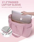 Wandering Nature Puffer Tote Bag with Cup Holder & Laptop Compartment & Trolley Sleeve for Travel, Work, Nurse, Women