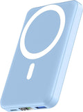 podoru for Magsafe Power Bank, 10000mAh Magnetic Portable Charger with 22.5W PD Fast Charging USB-C Cable LED Display Wireless Battery Pack for iPhone 17/16/15/14/13/12 Series-Light Blue