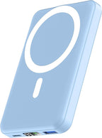 podoru for Magsafe Power Bank, 10000mAh Magnetic Portable Charger with 22.5W PD Fast Charging USB-C Cable LED Display Wireless Battery Pack for iPhone 17/16/15/14/13/12 Series-Light Blue