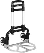 Aluminum Folding Hand Trucks, Foldable Roller Shopping Trolley Collapsible 2 Wheel Trolley Expandable Large Chassis Foldable intoBackpack for Moving Travel Shopping Airport Office,Black