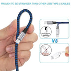 TAKAGI USB to USB C Cable (3Pack 6ft) USB A to Type C Cable Fast Charging Nylon Braided Data Sync Transfer Cord USB C Charger (Blue)