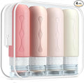 Gemice Travel Bottles for Toiletries, Tsa Approved Travel 3oz Size Containers with Clear Bag, BPA Free Leak Proof Travel Tubs Refillable Liquid Travel Accessories for Cometic Shampoo Lotion (4 Pack)