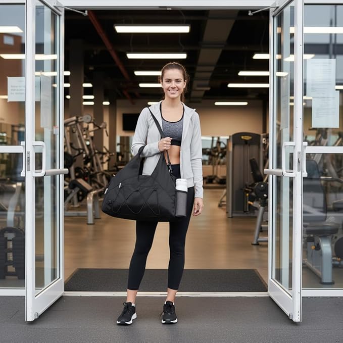 Forestfish Gym Bag For Women With Yoga Mat Holder & Shoe Compartment & Wet Dry Storage Pocket & Adjustable Strap