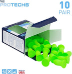 Flents Protechs Foam Ear Plugs, 10 Pair with case Sleeping, Snoring, Loud Noise, Traveling, Concerts, Construction, Studying, Work, Shooting, NRR 33, Noise Cancelling, Green, Made in the USA