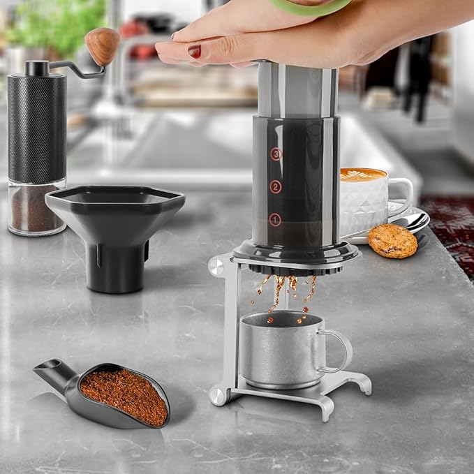Pour Over Coffee Dripper Stand - Travel and Camping Gadgets Foldable Aluminum Coffee Dripper Station Rack for Portable Hand Press Espresso Coffee Maker