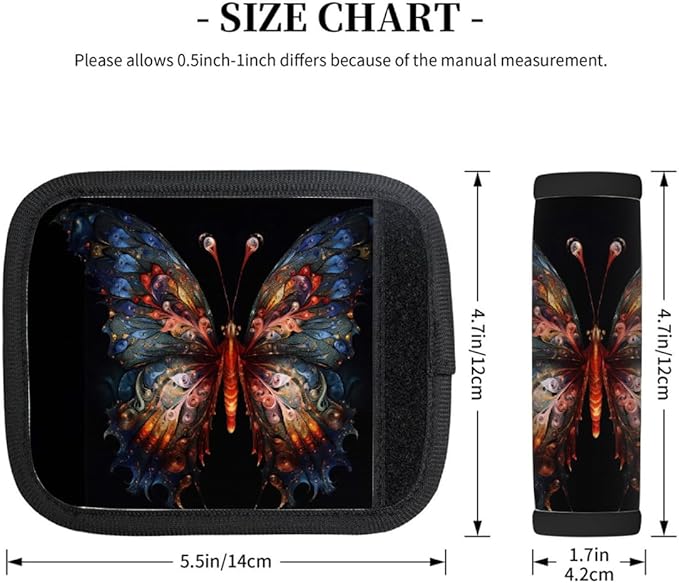 Abstract Butterfly Colorful 2 Pack Luggage Handle Wrap Set of Neoprene Luggage Tags for Suitcases Bag Strap Wrap Cover Travel Airplane Accessories Covers Markers Sleeve Grips Identifiers Cruise