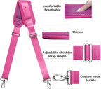 59 Inch Shoulder Straps, Soft with Ultra-Thick Fixed Shoulder Pad, Two Way Independently Adjustable Buckle Replacement Straps for Laptop Bag Messenger Bag Tool Bag Luggage,Rose Red