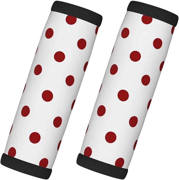 Neoprene Luggage Handle Wrap 2 Pack Red White Dots Luggage Handle Wraps for Suitcase Travel