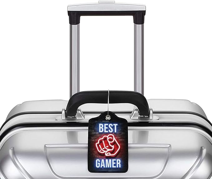 GACCAP 2 Pack Luggage Tags for Suitcase, Privacy Cover ID Label with Stainless Steel and Address Card for Travel Bag Backpack Cruise Ship Essentials Tag Men Boys - Best Gamer