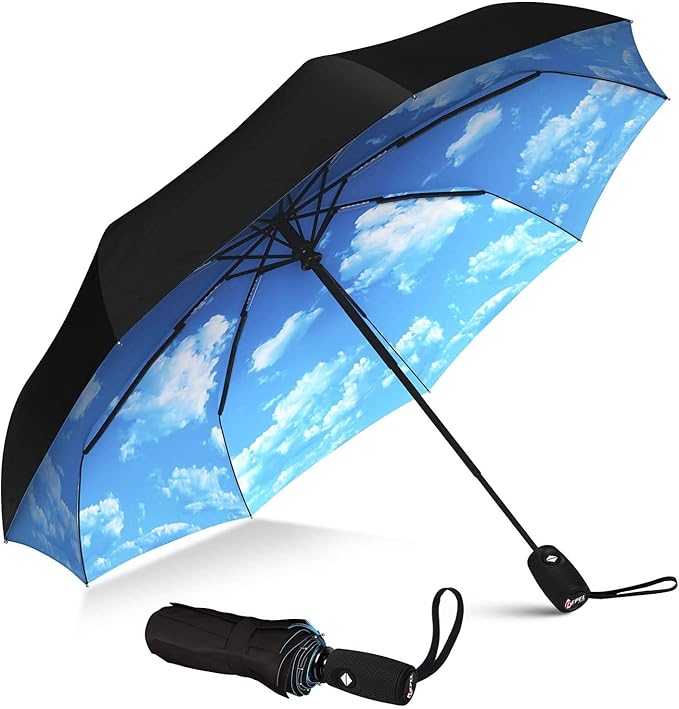 Repel Windproof Travel Umbrella - Compact & Withstands Winds up to 100MPH , Strongest Premium Auto Folding Umbrella for Rain and Sun - Durable, Light & Portable for Women & Men , Fits Backpack & Cars