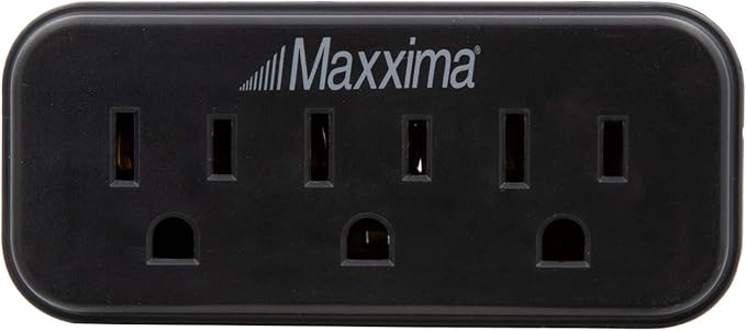 Maxxima 3 Grounded Multi Outlet Adapter Wall Plug - Outlet Extender Wall Tap, Turns 1 Outlet into 3, Indoor 3 Way Plug Splitter - Black - 4 Pack