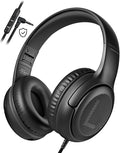 awatrue Kids Headphones for School Travel, 85/94dB Safe Volume Limit, 3.5mm Jack, HD Mic, Portable Wired Headphone with Shareport, Stereo Sound On-Ear Headphones for Toddler Kids Girls Boys Black