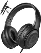 awatrue Kids Headphones for School Travel, 85/94dB Safe Volume Limit, 3.5mm Jack, HD Mic, Portable Wired Headphone with Shareport, Stereo Sound On-Ear Headphones for Toddler Kids Girls Boys Black