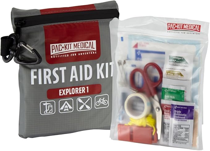 Pac-Kit Watertight Explorer 1 First Aid Kit for Hiking, Camping and Outdoor Activities, 67 Pieces