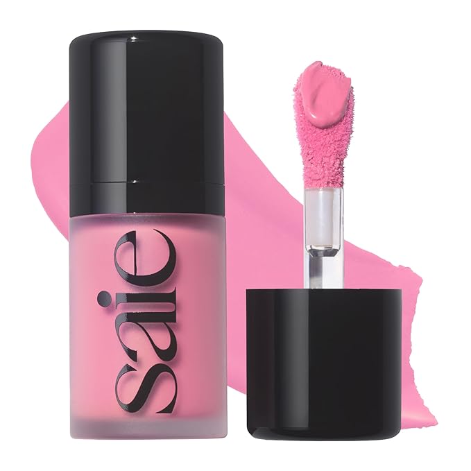 Saie Mini Dew Liquid Blush for Cheeks - Hydrating Cream Blush Stick with a Blendable + Buildable Formula - Skincare Infused Dewy Cheek Tint for a Natural Flush - Clean, Vegan Makeup - Baby (.24 oz)
