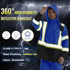 SKSAFETY Hi Vis Safety Rain Jacket for Men, Construction Work Rain Gear Heavy Duty Class 3 Rain Coat Waterproof Lightweight
