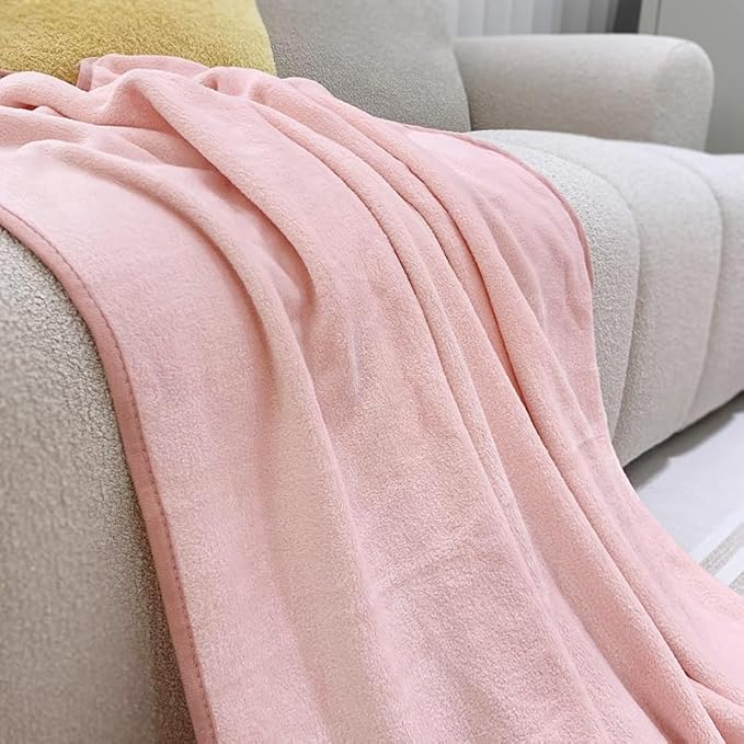 ShezPretty Premium 2in1 Soft Travel Blanket Pillow with Airline Hand Luggage Sleeve and Backpack Clip Airplane (Light Pink)