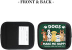 2 Pack Luggage Handle Wrap with Travel Tags - Non-Slip Protective Cover Soft Handle Grips Covers for Suitcase(Dogs Make Me Happy)