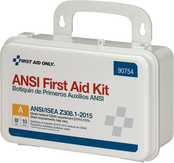 First Aid Only 90754 Bulk ANSI A 10-Person Emergency First Aid Kit for Home, Work, and Travel, 71 Pieces