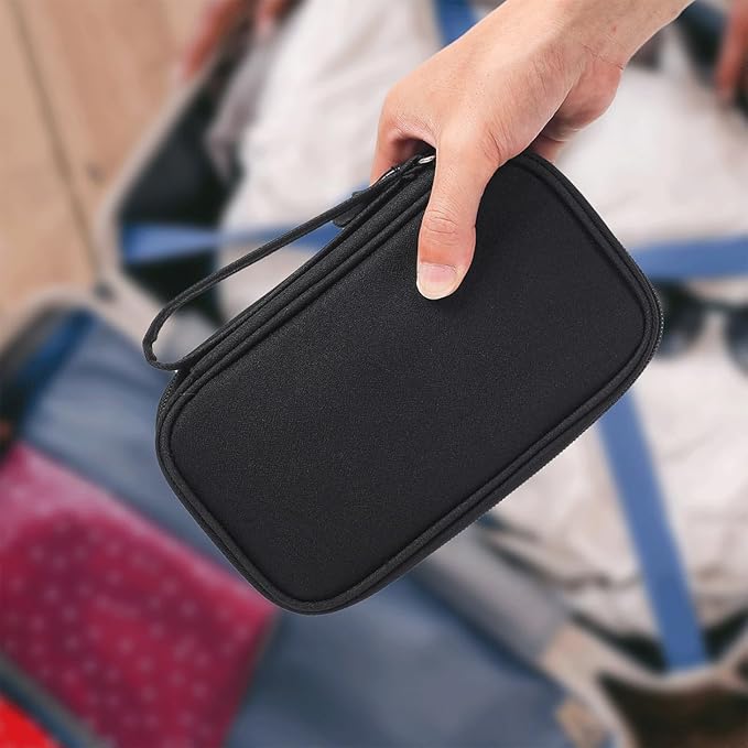 CAAORDKSO Electronic Organizer Case, Travel Cable Organizer Pouch Electronic Accessories Carry Case Water Resistant Organizer Pouch Bag for Cable, Cord, Charger, Phone, Power Bank, Earphone (Black)