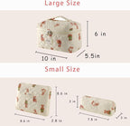 uekeboag Large Travel Quilted Makeup Bag for Women, Floral Cotton Cosmetic Bag, Coquette Aesthetic Floral Toiletry Organizer Bag