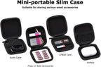 Ginsco Mini-Portable Hard Shell Square Earbuds Case for Apple EarPods/Samsung Galaxy Wired/Wireless Earbuds, Cell Phone Accessories Organizer with Carabiner for Earphones (1, Blue)