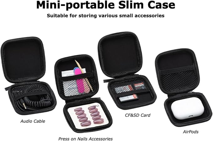 Ginsco Mini-Portable Hard Shell Square Earbuds Case for Apple EarPods/Samsung Galaxy Wired/Wireless Earbuds, Cell Phone Accessories Organizer with Carabiner for Earphones Tech Pouch