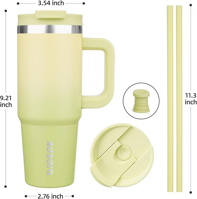 BJPKPK 30 oz Tumbler With Handle Insulated Tumblers With Lid And Straw Stainless Steel Thermal Cup,Lime