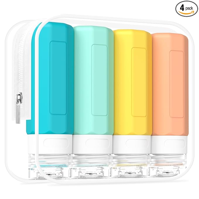 Redfly Travel Bottles for Toiletries, Tsa Approved 3oz Travel Size Containers, Leak Proof Travel Size Toiletries Bottles Silicone, BPA Free Refillable Essentials for Shampoo Conditioners, Colorful