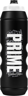 PRIME 32 oz Black Graffiti Squeeze Sports Water Bottle, BPA Free, Dishwasher Safe, Easy-Grip Ergonomic Leakproof Design, Fast Hydration for Gym, Cycling, Running