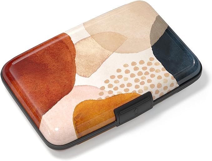 Credit Card Holder, Mini Aluminum Card Wallet RFID Blocking Slim Metal Hard Card Case for Women Men, Abstract Marble