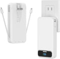 20000mAh Lightweight-Portable-Charger-Power-Bank with Built-in Cables and AC Wall Plug, PD20W USB-C Fast Charging Battery Pack, LED Display External Travel Phone Charger for All iPhone,Samsung,Android
