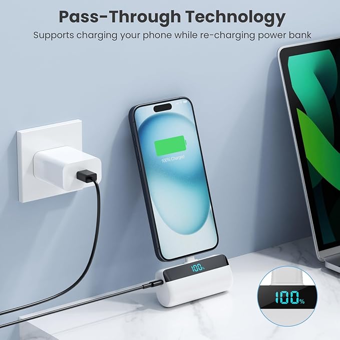 [2-Pack]Mini Portable Charger for iPhone 17/16/15,Upgraded 5500mAh PD Fast Charging USB C Power Bank,Travel Essentials Battery Pack for iPhone 17/17 Pro Max /Air/16 Plus/16/15 Series Galaxy Android