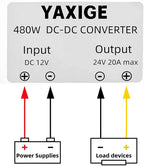 DC 12V Step Up to 24V Boost Converter 20A 480W DC Voltage Regulator Power Converter Waterproof Module Transformer for Golf Cart Club Car