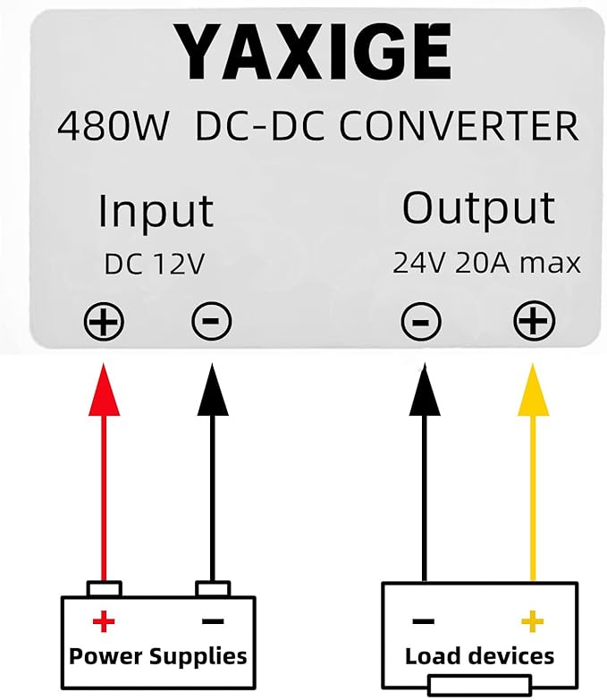 DC 12V Step Up to 24V Boost Converter 20A 480W DC Voltage Regulator Power Converter Waterproof Module Transformer for Golf Cart Club Car