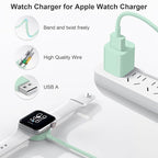 Fast Charger for Apple Watch Charger, Magnetic iWatch Charger to USB A Cable 3.3FT with USB A Wall Plug Adapter for Apple iWatch Series Ultra/10/9/8/7/6/SE/5/4/3/2 (Green)