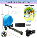 Fast Forward Bluey 18" Ride-On Suitcase Scooter - Lightweight Carry-On Foldable Scooter Luggage