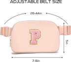 Gitus 6 7 8 9 10 Year Old Girl Gifts Belt Bag Fanny Pack Crossbody Bags with Initial Letter Patch Things for Teen Girls Easter Gifts for Girls Travel Essentials（Coral Pink-P）