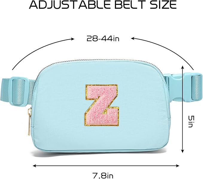 Gitus Gifts for 7 8 9 10 11 Year Old Girls Belt Bag Fanny Pack Crossbody Bags with Initial Letter Patch Birthday Gifts for Daughter Sister Friends Teen girls (Icing Blue-Z)